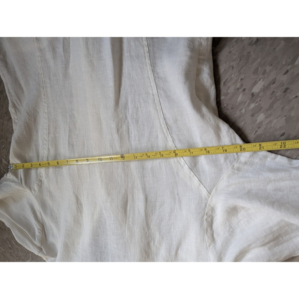 FLAX White Linen Boyfriend Blazer Milk S Minimalist Lagenlook Resortwear NWT - Picture 11 of 13